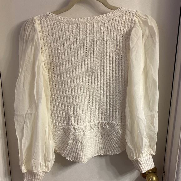 ON SALE 🌸 Anthropologie sheer long sleeve V neck sweater BEAUTIFUL - Picture 7 of 7